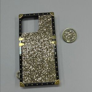 Luxury Gold and Black IPhone 15 Promax Case with ring